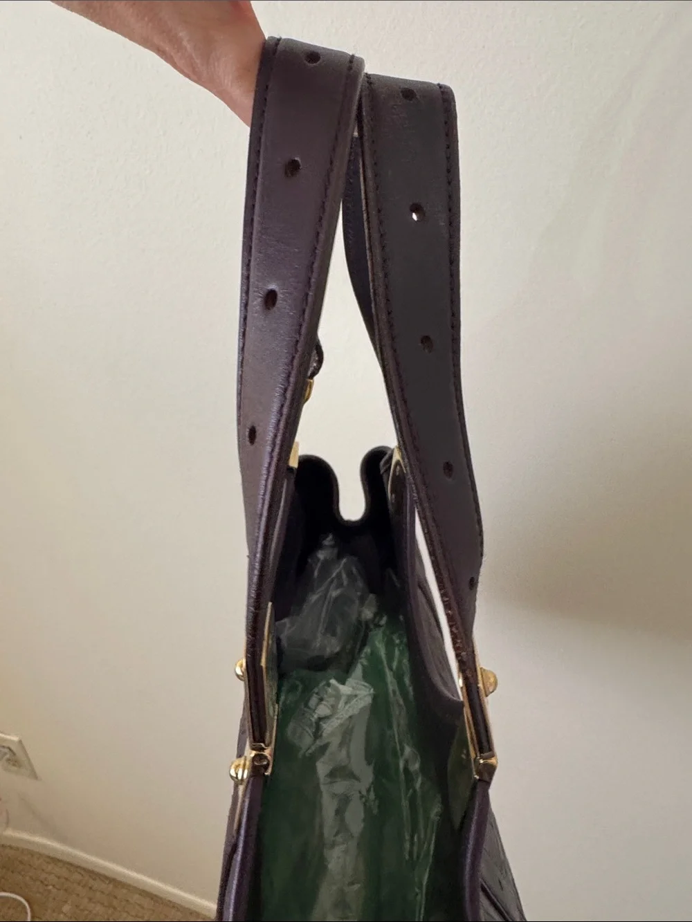 Gucci Vintage Horsebit Monogram Embossed Leather Tote Shoulder Bag Gold Hardware